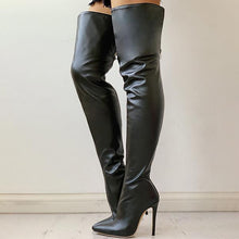 Load image into Gallery viewer, Lydiashoes Pu Zippper Thin Heeled Long Boots