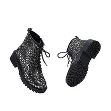 Load image into Gallery viewer, Lydiashoes Women Sexy Sequin Lace-Up Ankle Chunky Heel Boots