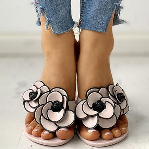 Lydiashoes Toe Post Flower Design Flat Slippers