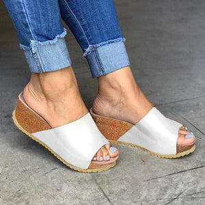 Lydiashoes Fashion Style Peep Toe Slip-On Wedges Sandals