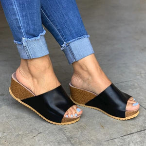 Lydiashoes Fashion Style Peep Toe Slip-On Wedges Sandals
