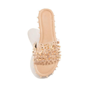 Lydiashoes Multi-Sized Studs Clear Strap Slippers