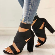 Load image into Gallery viewer, Lydiashoes Bandage Crisscross Chunky Heeled Sandals