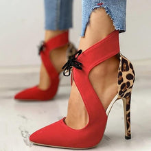 Load image into Gallery viewer, Lydiashoes Faux Suede Pointed Toe Leopard Distortion Thin Heels