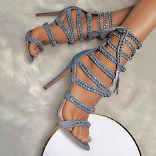 Load image into Gallery viewer, Lydiashoes Glittering Bandage Lace-up Thin Heels