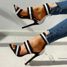 Load image into Gallery viewer, Lydiashoes Stripes Open Toe Thin Heels