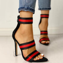 Load image into Gallery viewer, Lydiashoes Stripes Open Toe Thin Heels
