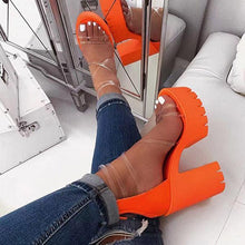 Load image into Gallery viewer, Lydiashoes Chunky Heel Zipper Open Toe Strappy See-Through Sandals