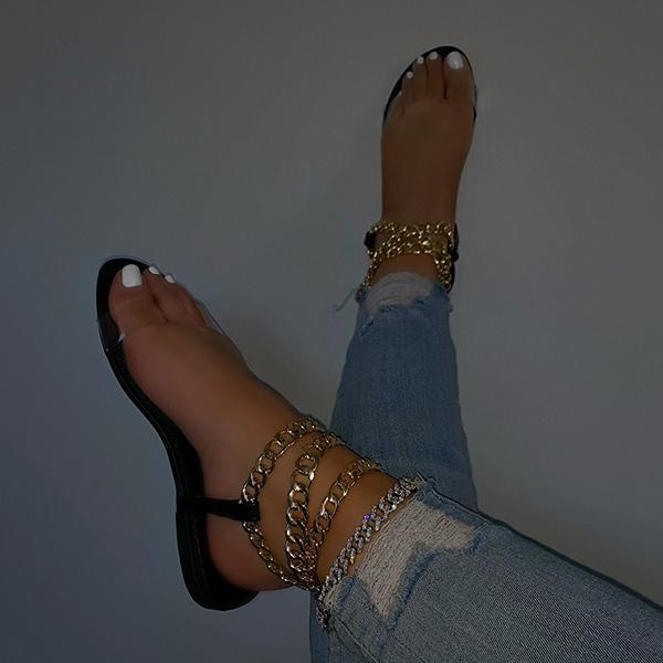 Lydiashoes Clear Straps Chain Sandals