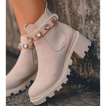 Load image into Gallery viewer, lydiashoes Vintage Low Heel Pealrs Ankle Boots