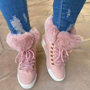 Lydiashoes Warm Fur Lace-Up Boots