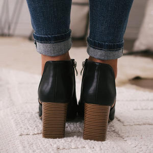Lydiashoes Mid Heel Peep Toe Boots