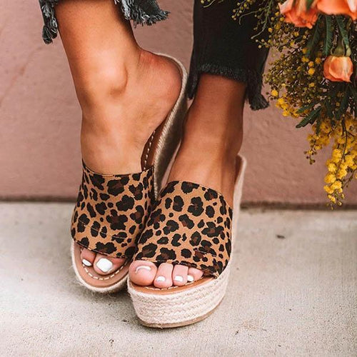 Lydiashoes Fashion Leopard Wedge Sandals