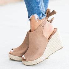 Load image into Gallery viewer, Lydiashoes Women Back-Knot Wedges Sandals