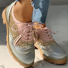 Load image into Gallery viewer, Lydiashoes Lace-Up Sequins Insert Chunky Heeled Boots