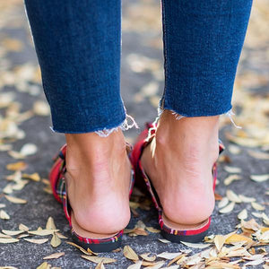 Lydiashoes Under The Tree Red Plaid Flat Mules