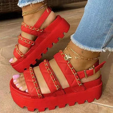 Load image into Gallery viewer, Lydiashoes Women Comfotable Fashion Pu Chain Adjusting Buckle Thick Bottom Sandals