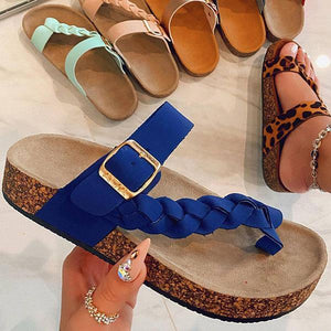 Lydiashoes Women's Stylish Plaited Toe Loop Flat Sandals