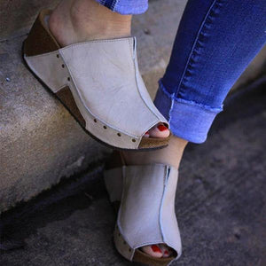 Lydiashoes Women Casual Peep Toe Wedge Sandals