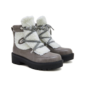 Lydiashoes Women's Faux Shearling Stiching Lace Up Snow Boots