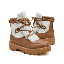 Load image into Gallery viewer, Lydiashoes Women&#39;s Faux Shearling Stiching Lace Up Snow Boots