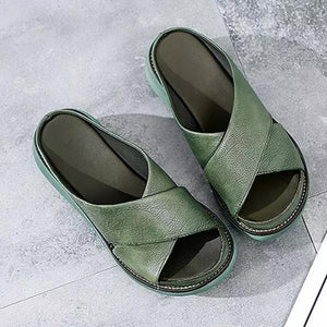 Lydiashoes Platform Open Toe Comfy Slippers Casual Slide Sandals