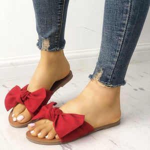 Lydiashoes Casual Bowknot Peep Toe Flat Slippers