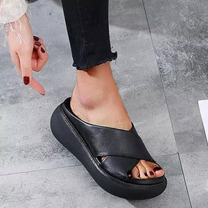 Lydiashoes Platform Open Toe Comfy Slippers Casual Slide Sandals