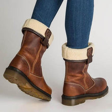 Load image into Gallery viewer, Lydiashoes Plain Flat Round Toe Date Outdoor Mid Calf Flat Boots