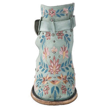 Load image into Gallery viewer, Lydiashoes Vintage Floral Embroidery Round Toe Ankle Bootie